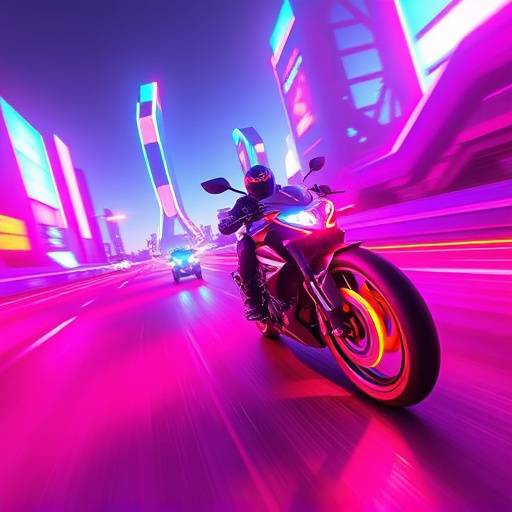 Gameplay image from 'Neon Riders', a futuristic racing game