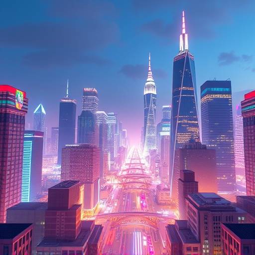 Screenshot from Pocket Metropolis, a city-building simulator showing a bustling cityscape with skyscrapers and infrastructure.