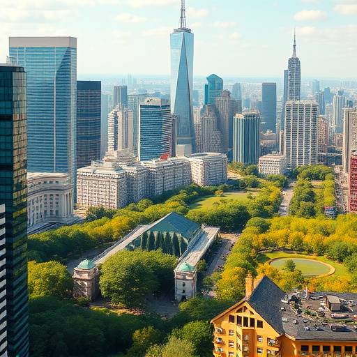 Screenshot of Pocket Metropolis showing a thriving cityscape with skyscrapers and parks.